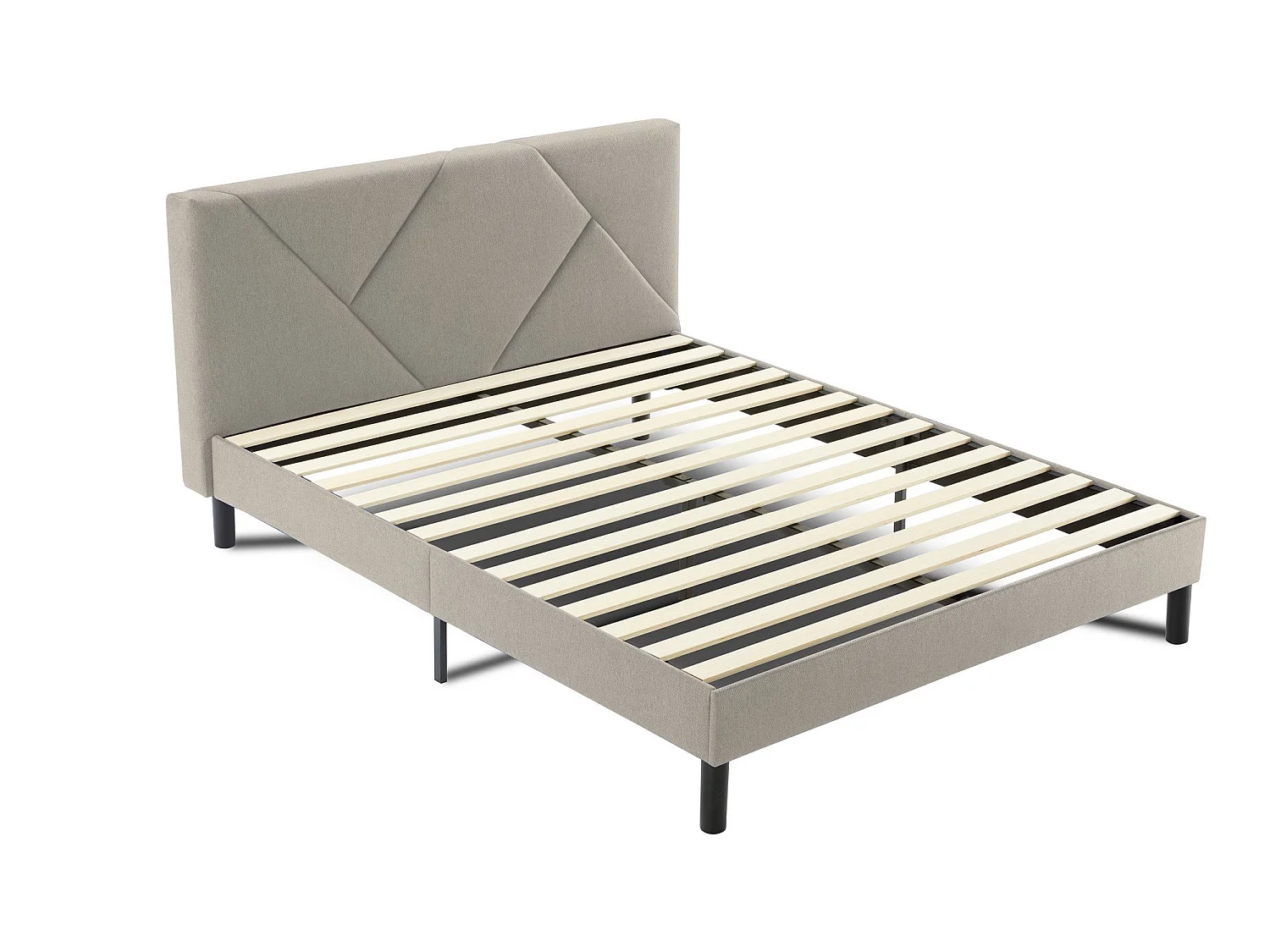 Tirino tweepersoonsbed, Gestoffeerd stoffen bed met hoofdbord, Houten lattenbodem, geschikt voor matras 160x200, Duifgrijs
