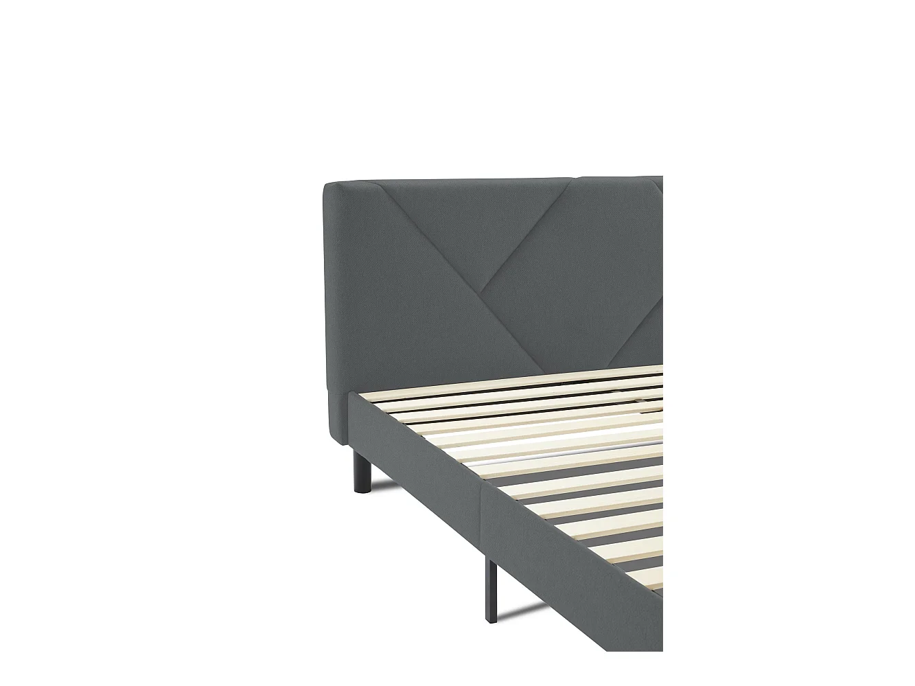 Letto matrimoniale alla francese Calitri, Letto imbottito in tessuto con testiera, Doghe in legno, adatto a materasso da 140x190, Grigio