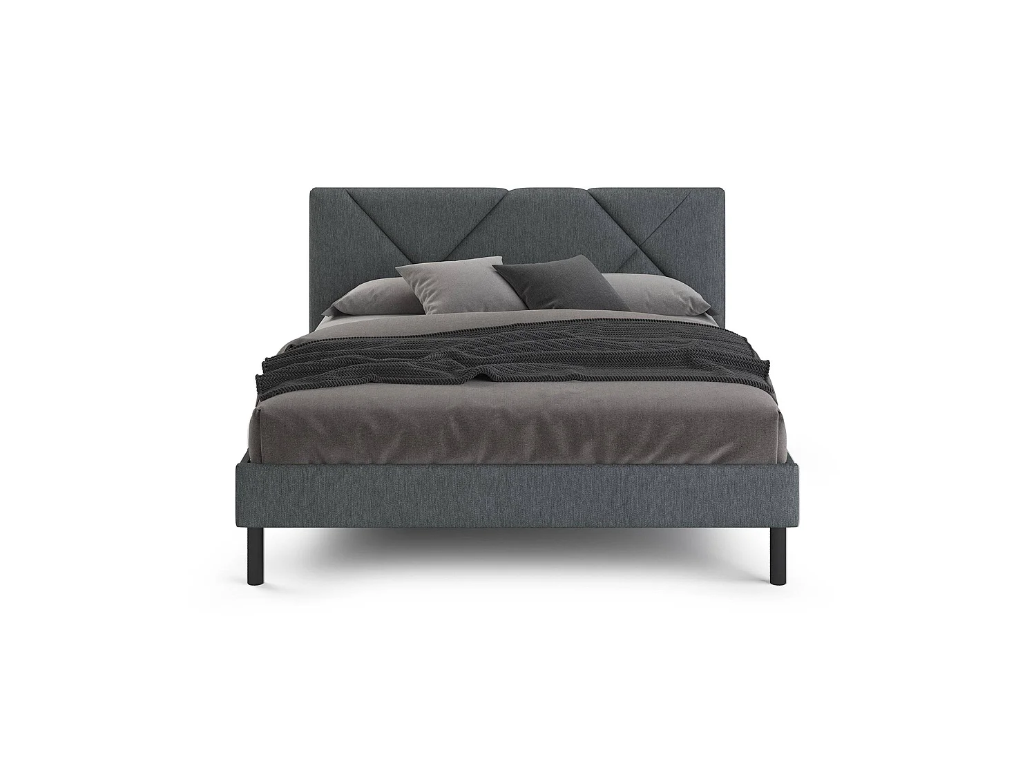 Lit double Calitri, Sommier pour chambre, Literie par chambre, Support de matelas, Adapté à un matelas de 140x190 cm, Gris