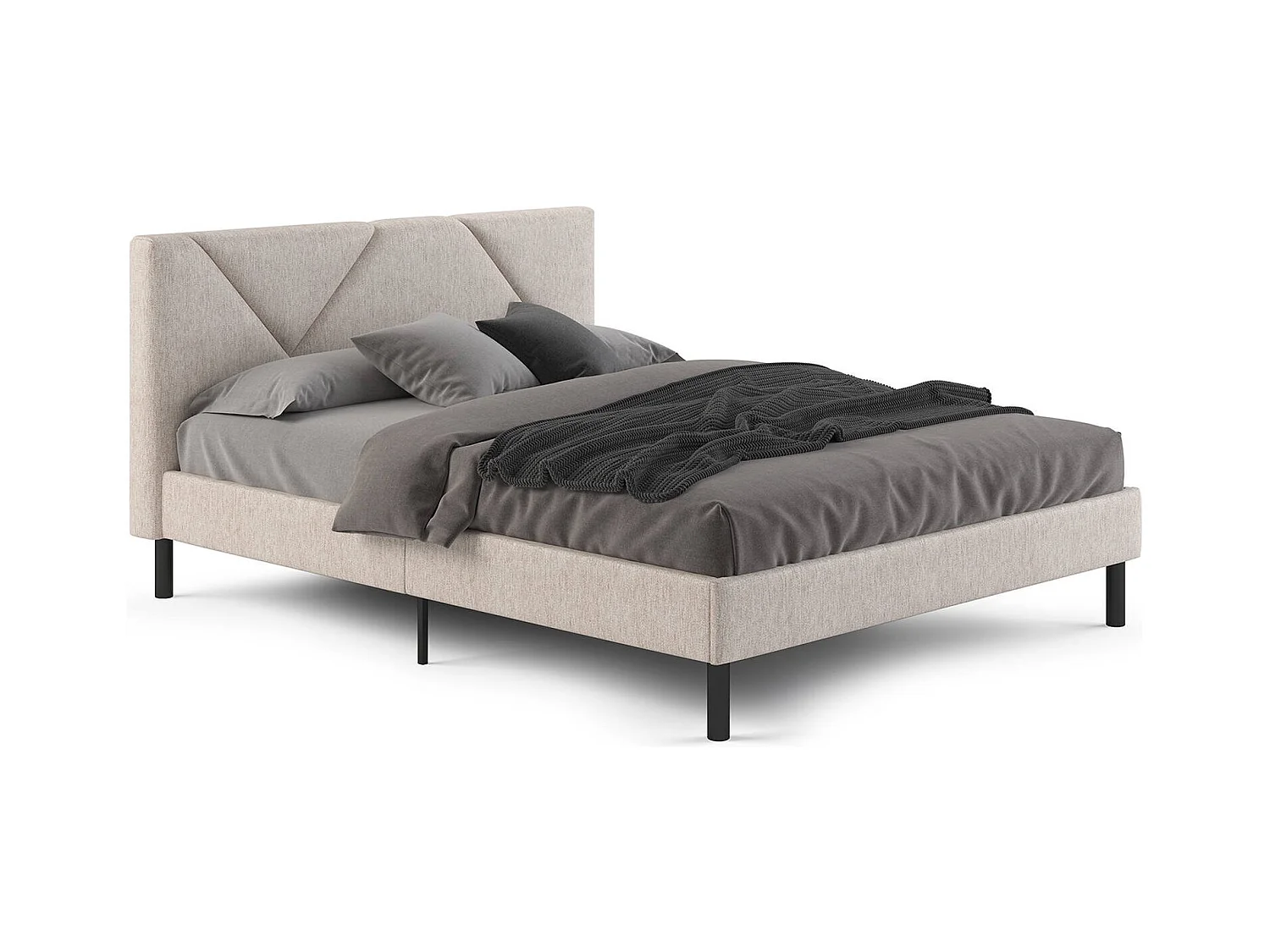 Lit double Caldes, Sommier pour chambre, Literie par chambre, Support de matelas, Adapté à un matelas de 160x190 cm, Beige