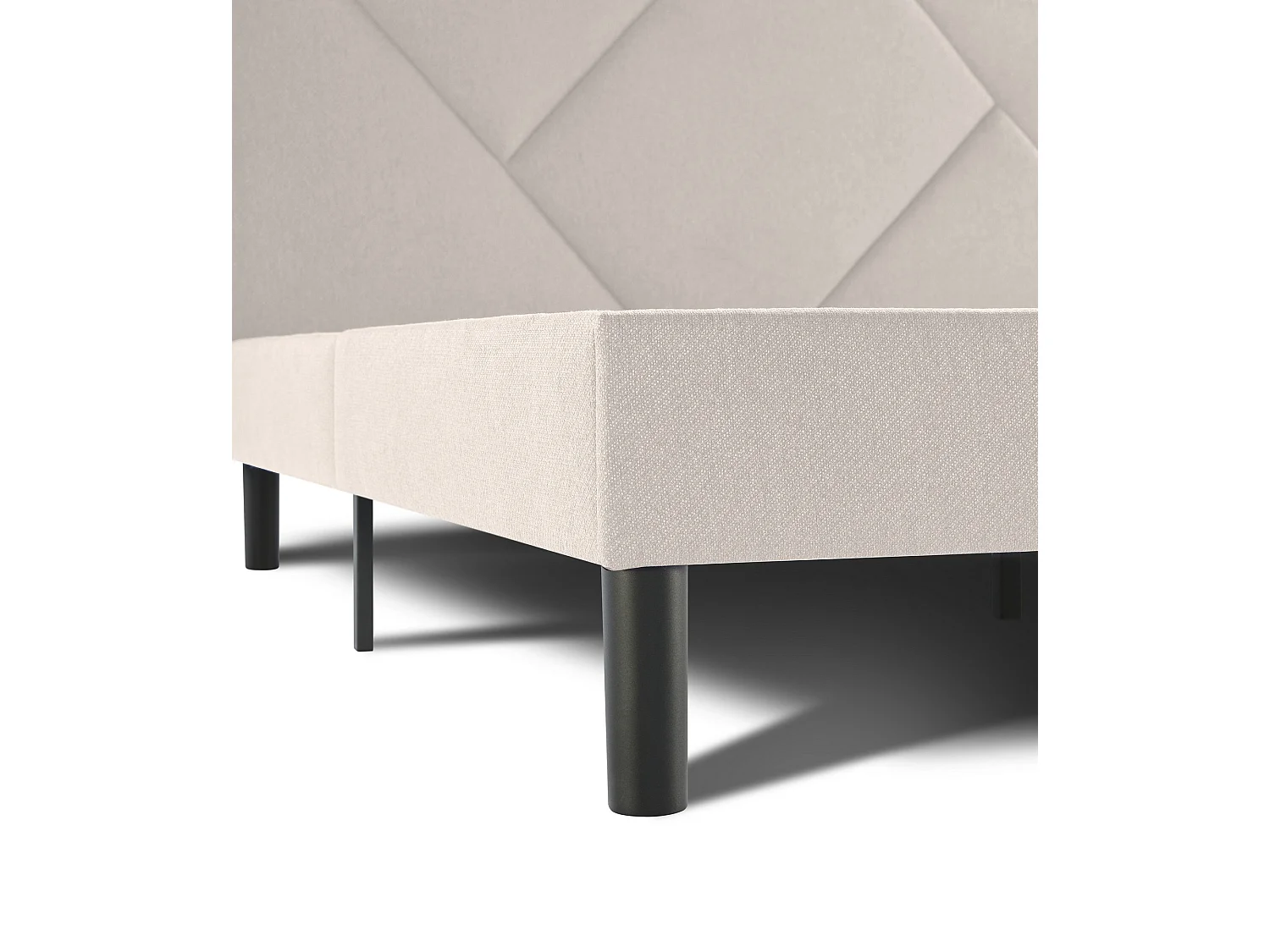 Letto matrimoniale Caldes, Letto imbottito in tessuto con testiera, Doghe in legno, adatto a materasso da 160x190, Beige