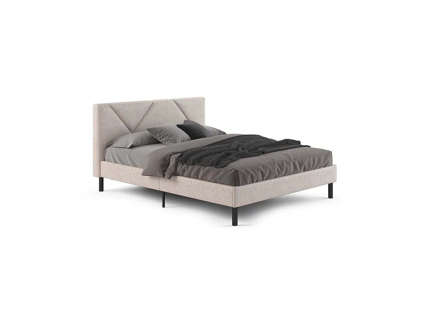 Lit double Caldes, Sommier pour chambre, Literie par chambre, Support de matelas, Adapté à un matelas de 160x190 cm, Beige