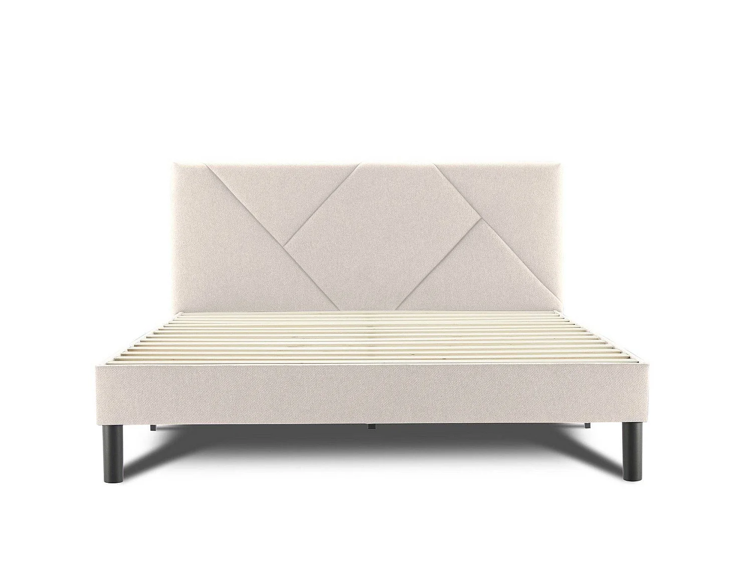 Lit double Caldes, Sommier pour chambre, Literie par chambre, Support de matelas, Adapté à un matelas de 160x190 cm, Beige