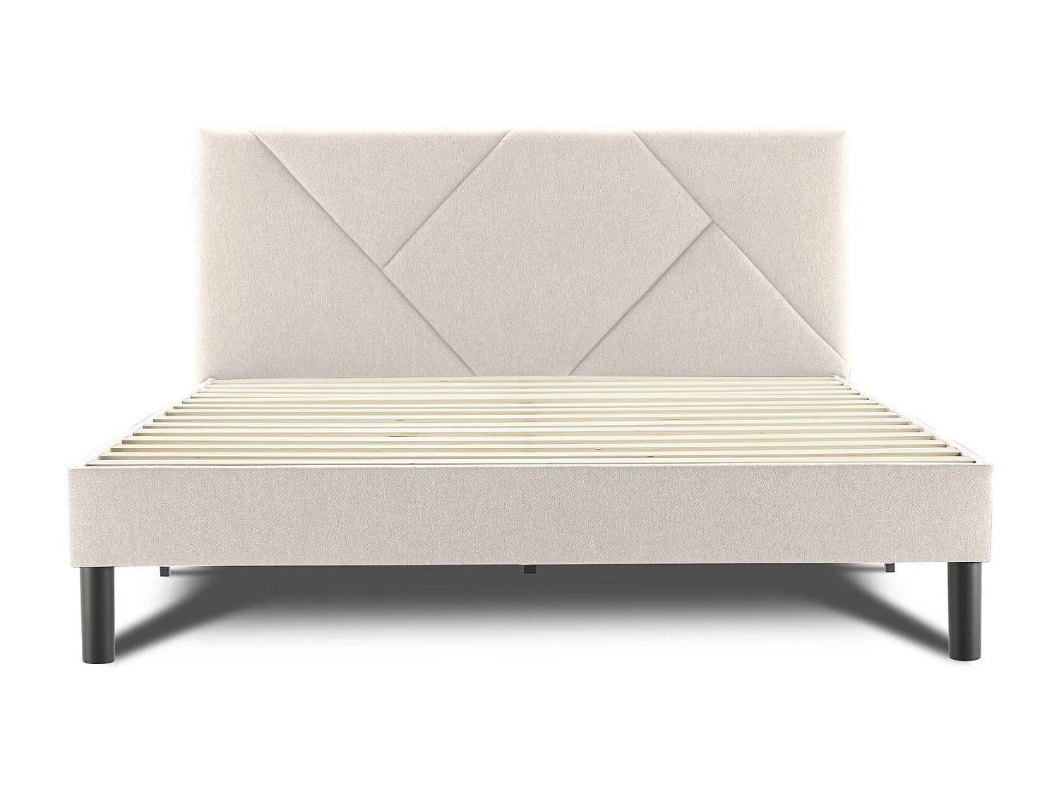 Dmora - Letto alla francese Calitri, Sommier per camera da letto, Giroletto per stanza, Struttura porta materasso, Adatto a materasso Cm 140x190, Beige