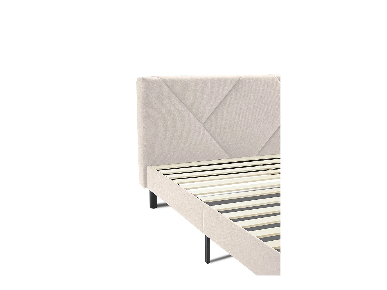 Letto matrimoniale alla francese Calitri, Letto imbottito in tessuto con testiera, Doghe in legno, adatto a materasso da 140x190, Beige