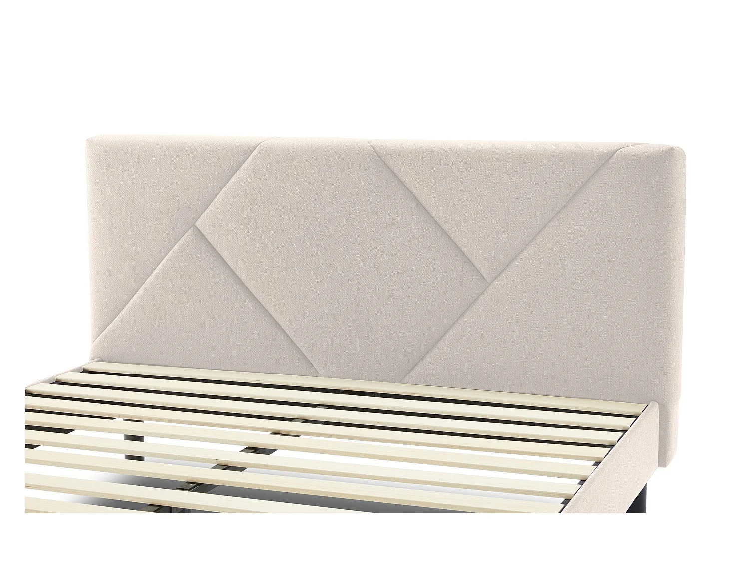 Letto matrimoniale alla francese Calitri, Letto imbottito in tessuto con testiera, Doghe in legno, adatto a materasso da 140x190, Beige