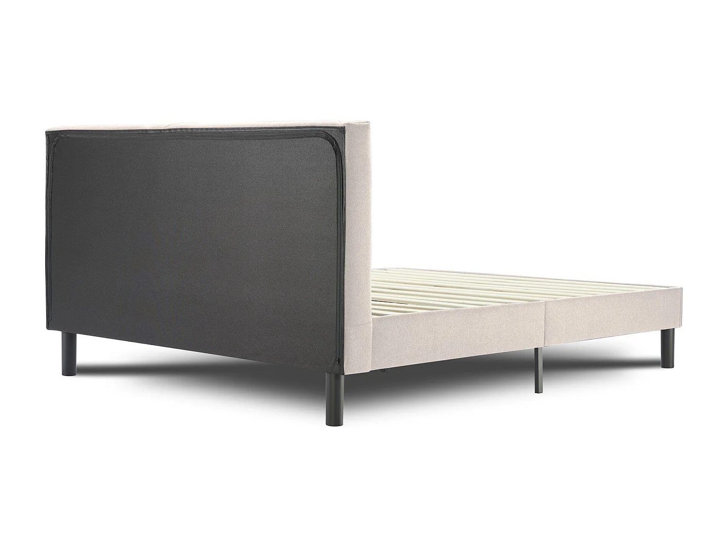 Doppelbett Caldes, Struktur des Container-Betts, Sommier mit Verkleidung, Matratzenhalterstruktur, Geeignet für eine Matratze 160x190 cm, Beige