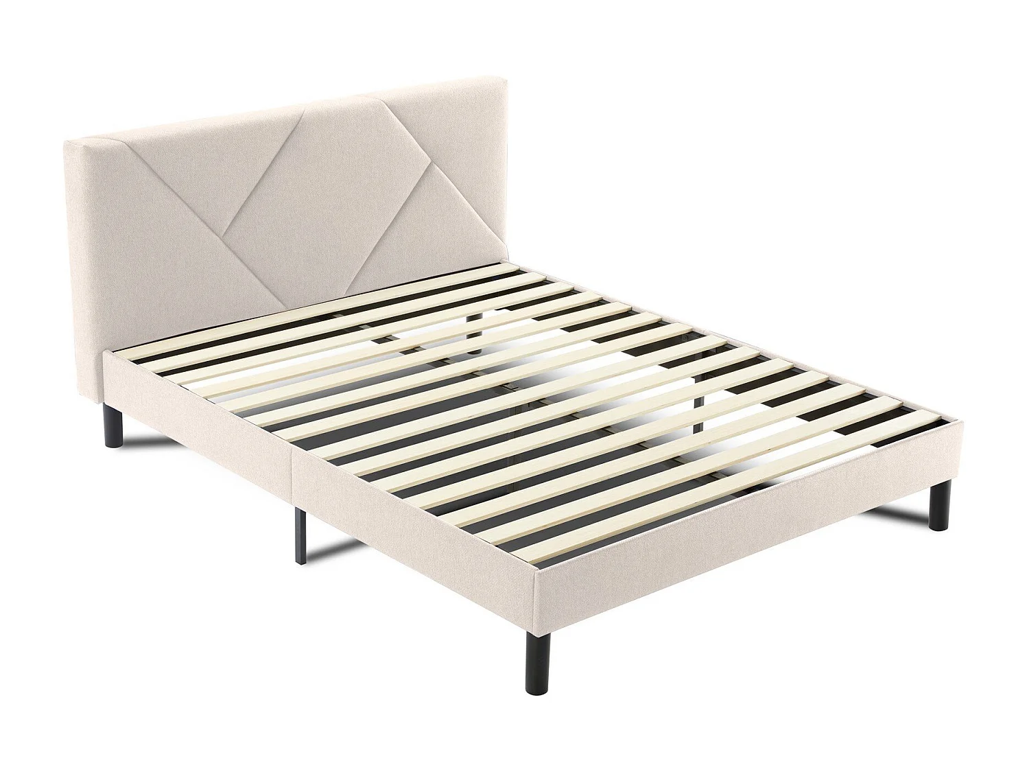 Lit double Caldes, Sommier pour chambre, Literie par chambre, Support de matelas, Adapté à un matelas de 160x190 cm, Beige