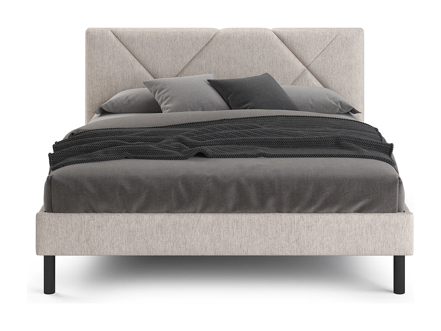 Doppelbett Caldes, Struktur des Container-Betts, Sommier mit Verkleidung, Matratzenhalterstruktur, Geeignet für eine Matratze 160x190 cm, Beige