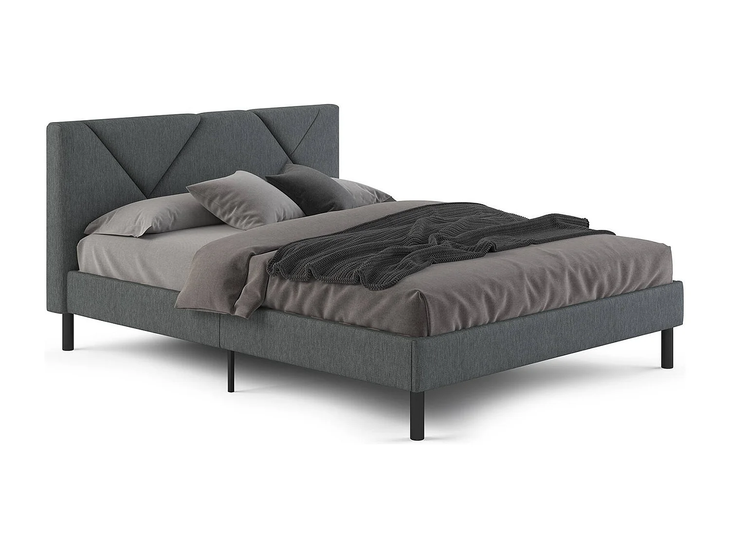 Doppelbett Zeffirio, Struktur des Lagerbetts, Sommier mit Abdeckung, Bettrahmen aus Stoff, Geeignet für eine Matratze 120x190 cm, Grau