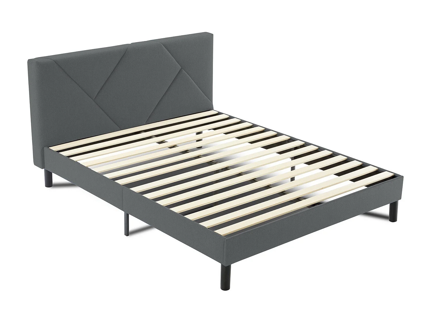 Doppelbett Zeffirio, Struktur des Lagerbetts, Sommier mit Abdeckung, Bettrahmen aus Stoff, Geeignet für eine Matratze 120x190 cm, Grau