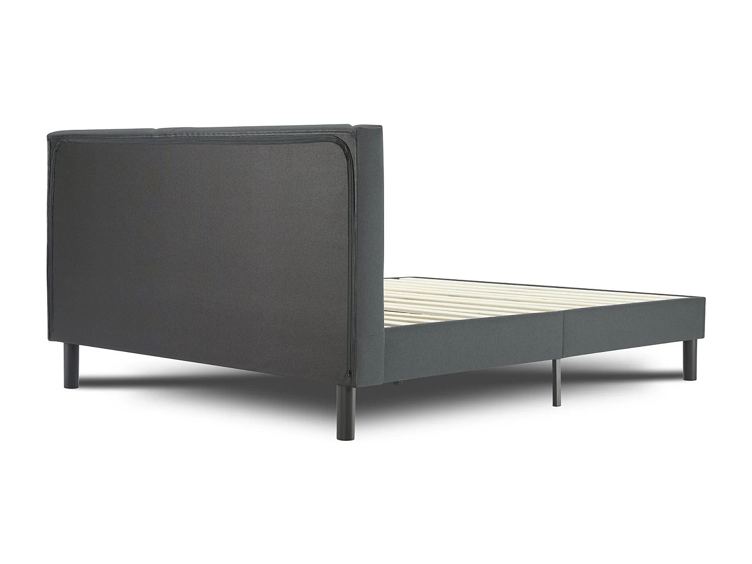 Doppelbett Zeffirio, Struktur des Lagerbetts, Sommier mit Abdeckung, Bettrahmen aus Stoff, Geeignet für eine Matratze 120x190 cm, Grau