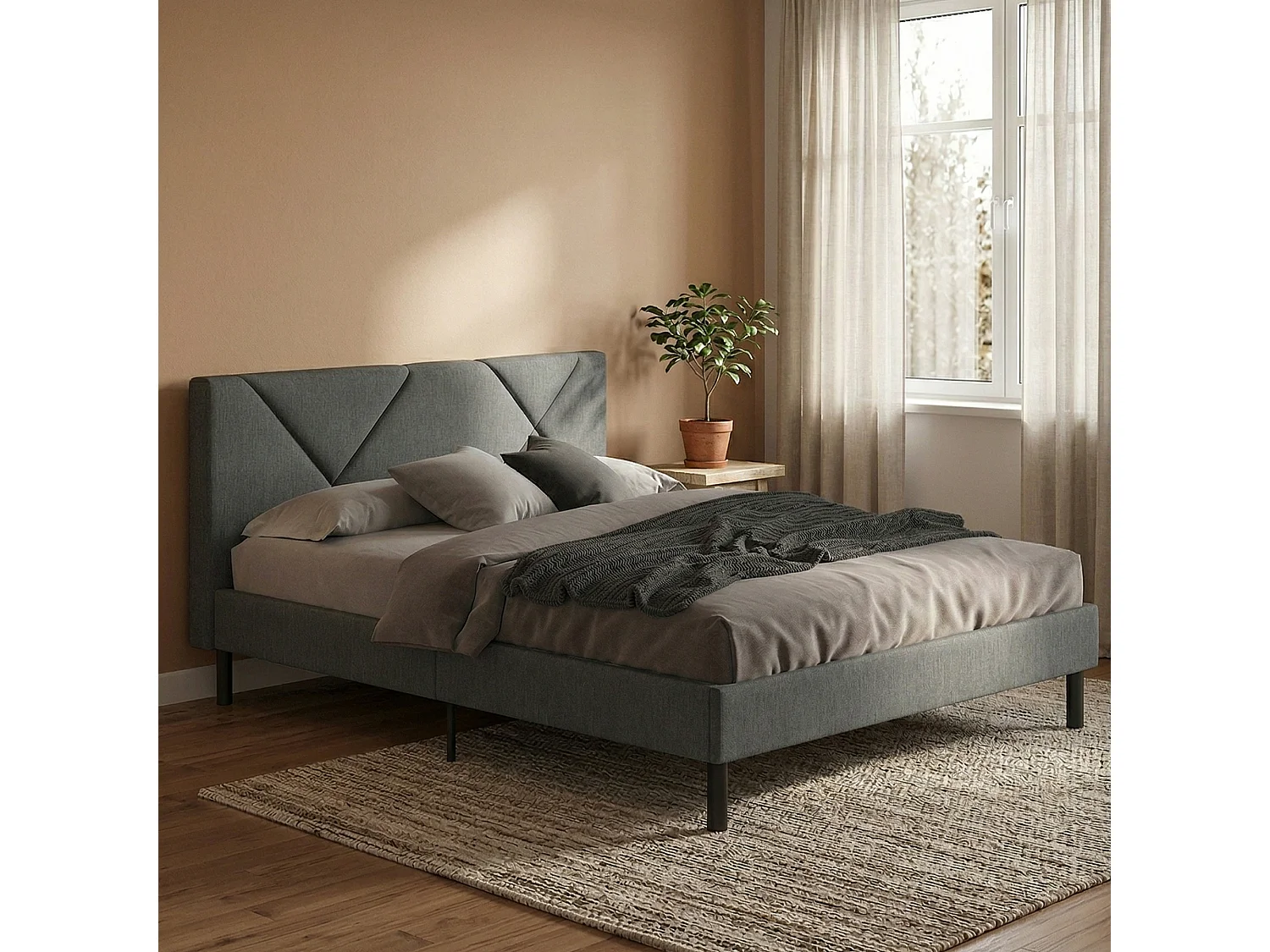Lit demi-carré Zeffirio, Sommier pour chambre, Literie par chambre, Support de matelas, Adapté à un matelas de 120x190 cm, Gris