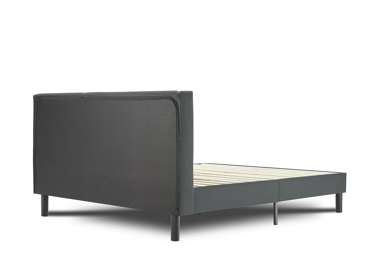 Doppelbett Zeffirio, Struktur des Lagerbetts, Sommier mit Abdeckung, Bettrahmen aus Stoff, Geeignet für eine Matratze 120x190 cm, Grau
