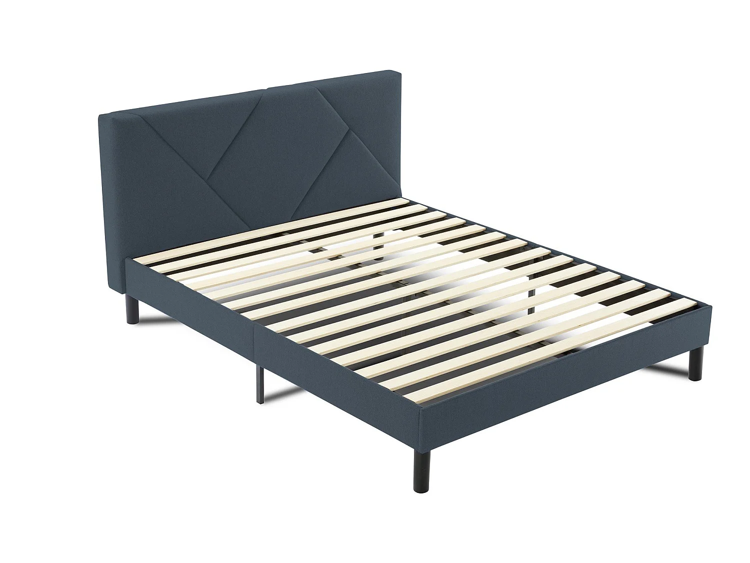 Dmora Eenpersoonsbed Zeffirio blauw, Matrasmaat 120x190 cm, Gestoffeerd, Inclusief Lattenbodem
