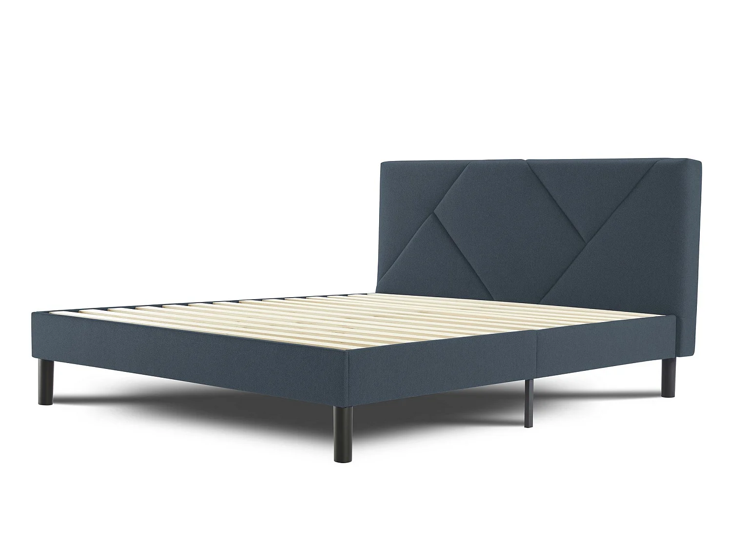 Dmora Eenpersoonsbed Zeffirio blauw, Matrasmaat 120x190 cm, Gestoffeerd, Inclusief Lattenbodem