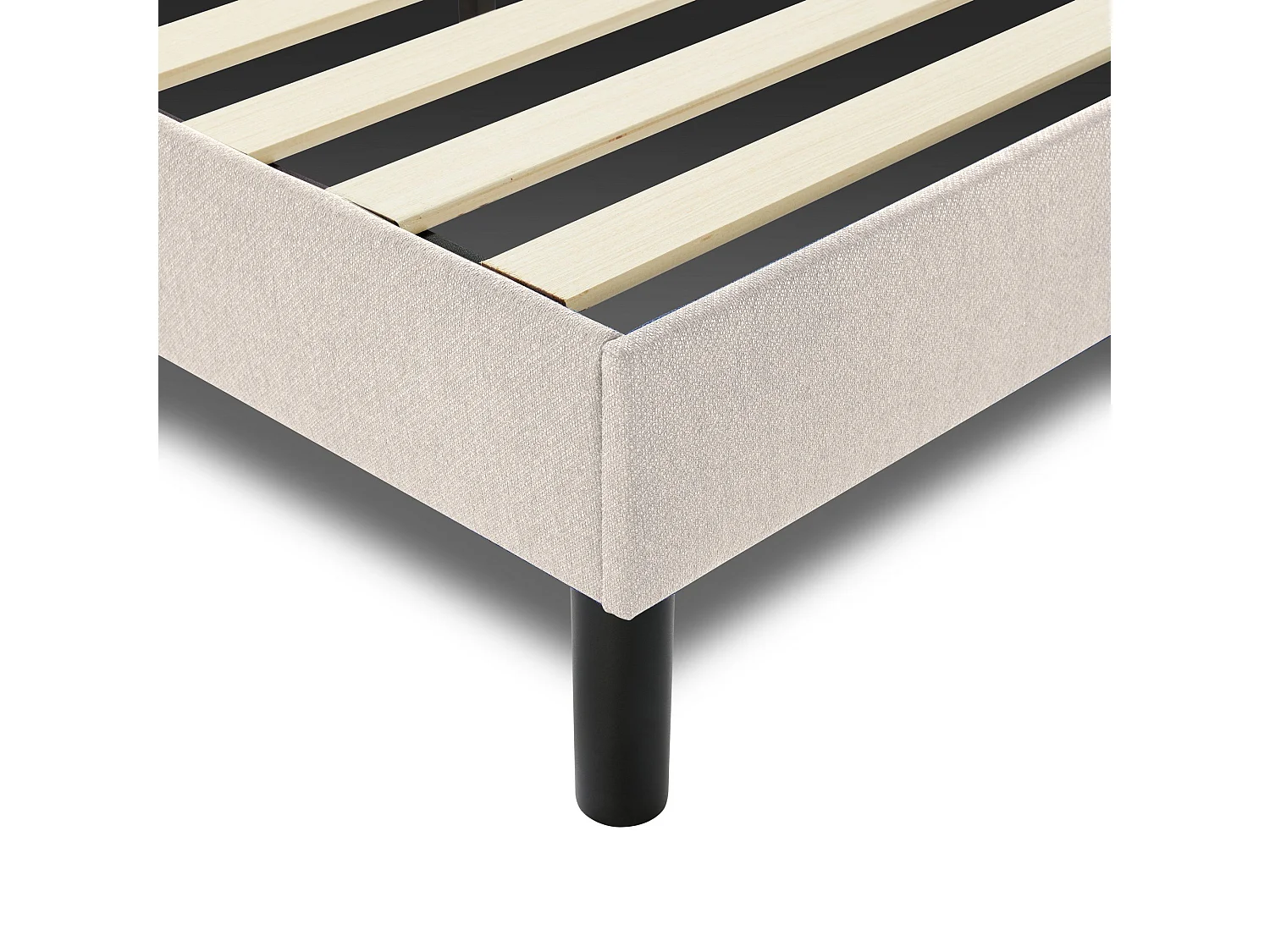 Tirino tweepersoonsbed, Gestoffeerd stoffen bed met hoofdbord, Houten lattenbodem, geschikt voor matras 160x200, Beige