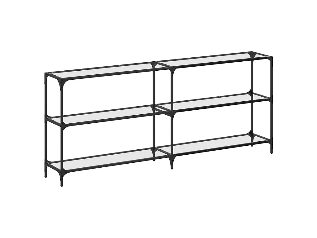 Wandtafel met transparant glazen blad 194,5x30x81 cm staal