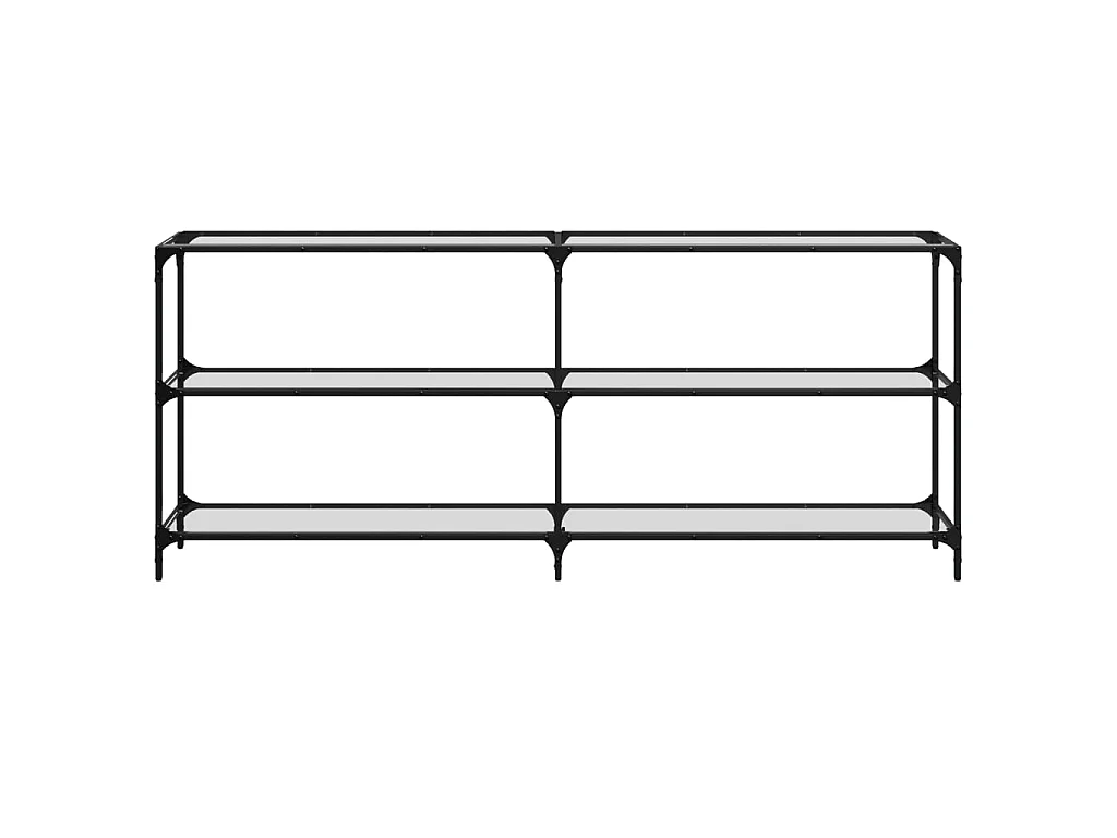 Wandtafel met transparant glazen blad 194,5x30x81 cm staal