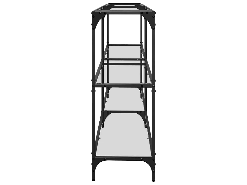 Wandtafel met transparant glazen blad 194,5x30x81 cm staal