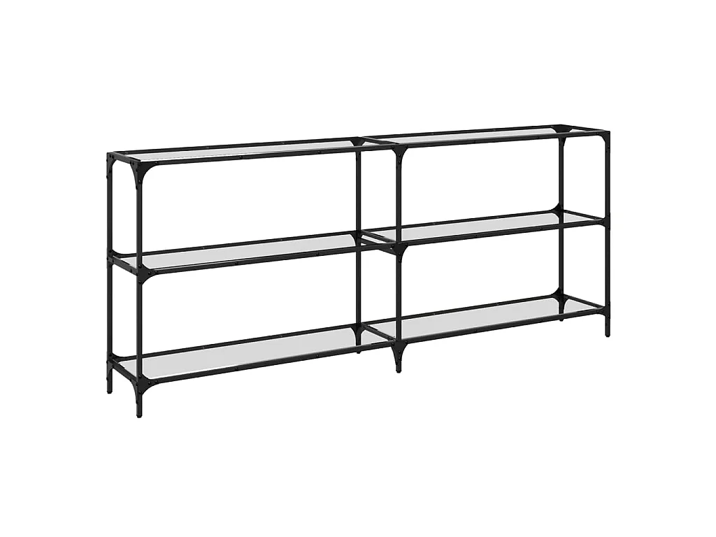Wandtafel met transparant glazen blad 194,5x30x81 cm staal