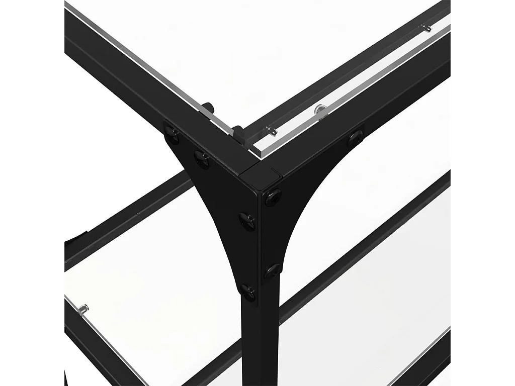 Wandtafel met transparant glazen blad 194,5x30x81 cm staal