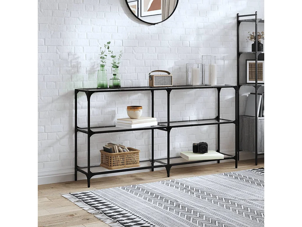 Wandtafel met transparant glazen blad 158,5x30x81 cm staal