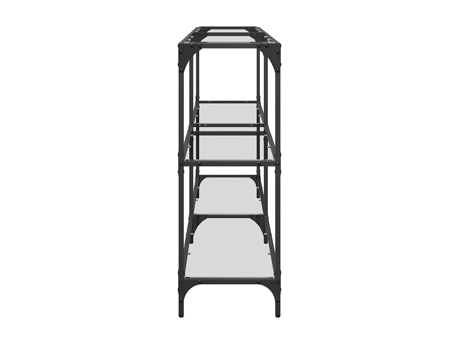 Wandtafel met transparant glazen blad 158,5x30x81 cm staal