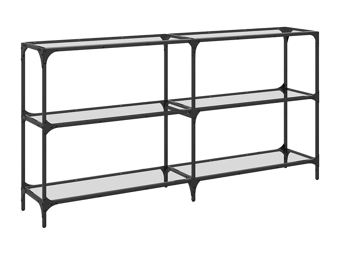 Wandtafel met transparant glazen blad 158,5x30x81 cm staal