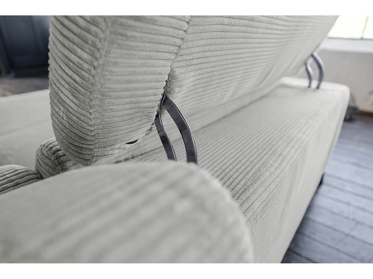 Divano angolare - grigio chiaro Velluto a coste - LAISKA