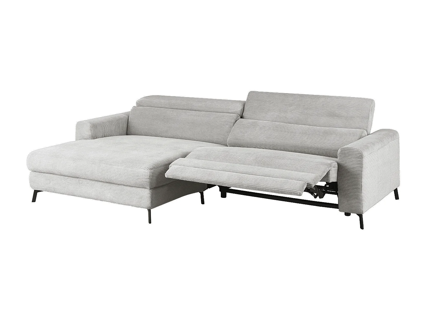 Divano angolare - grigio chiaro Velluto a coste - LAISKA