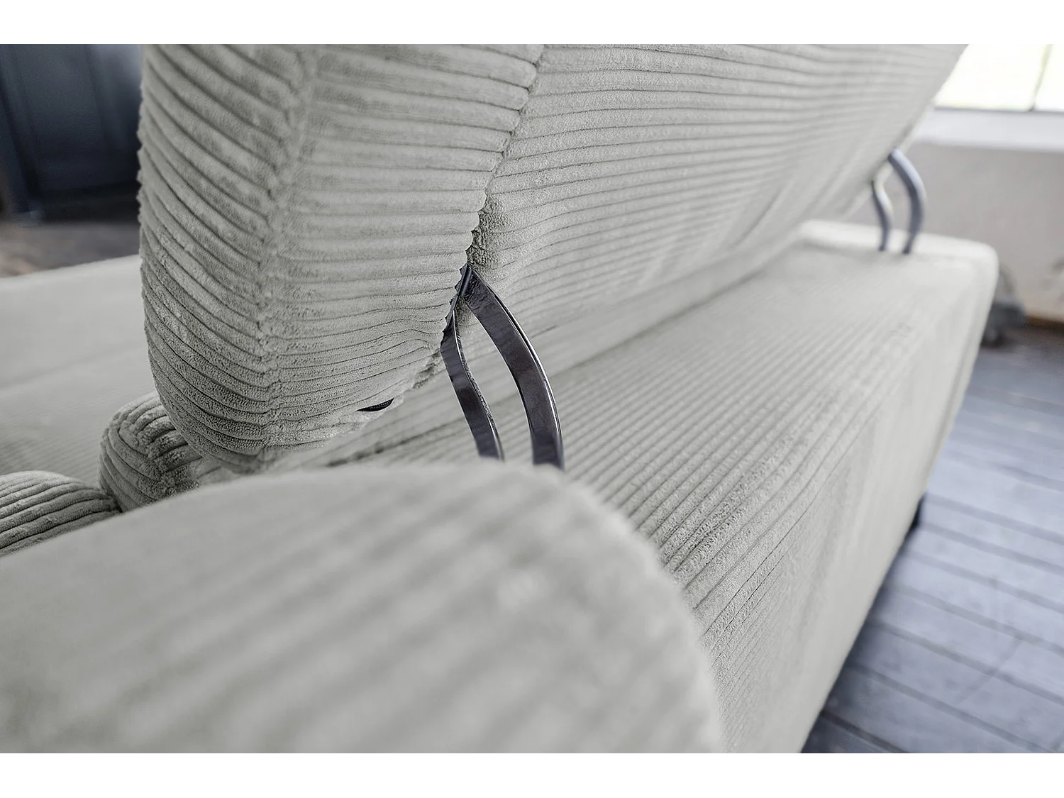 Divano angolare - grigio chiaro Velluto a coste - LAISKA