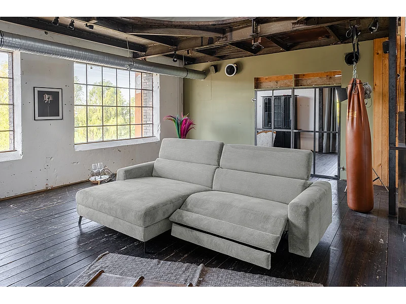 Divano angolare - grigio chiaro Velluto a coste - LAISKA