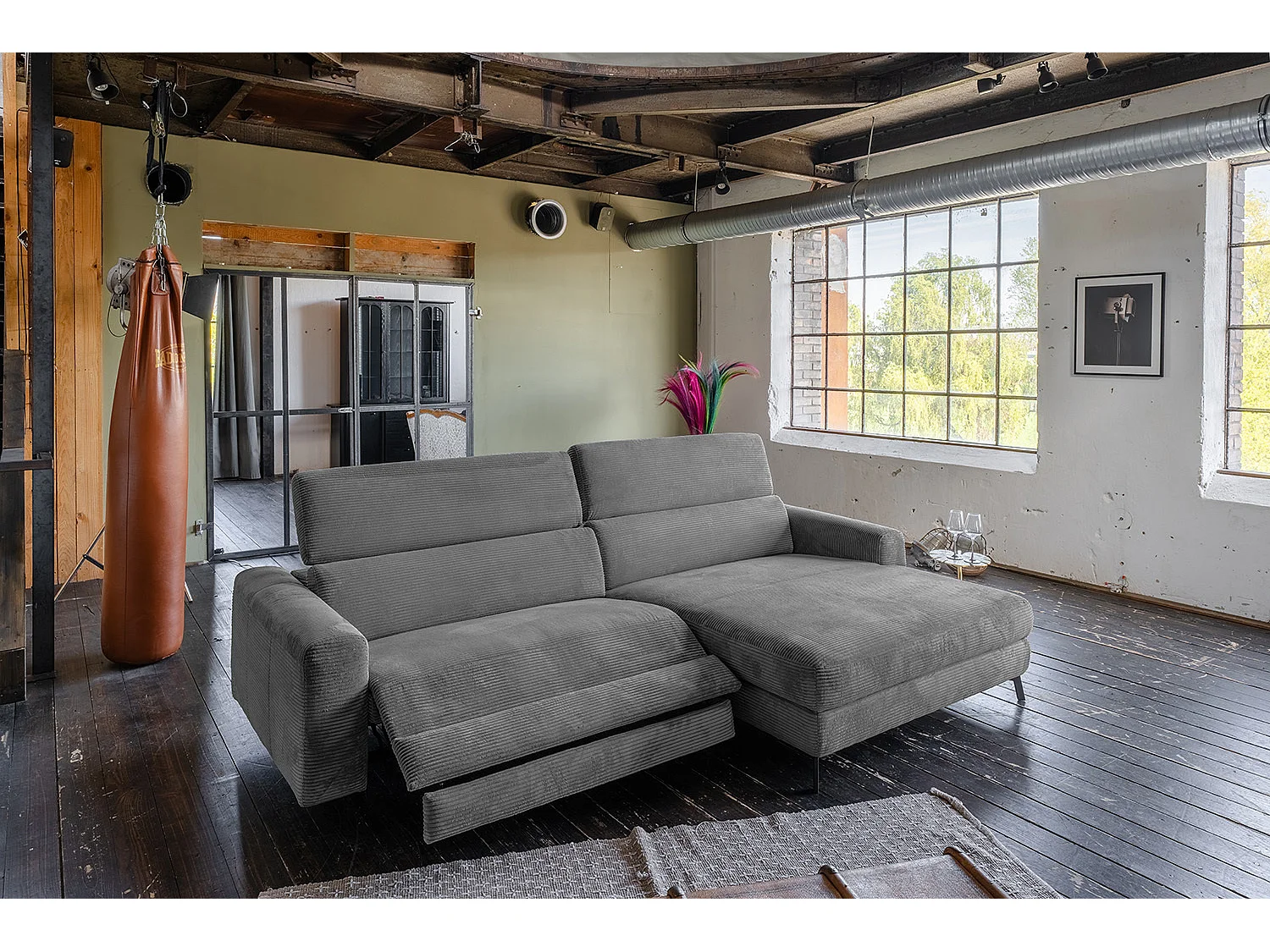 Sofá esquinero - Gris Pana - LAISKA