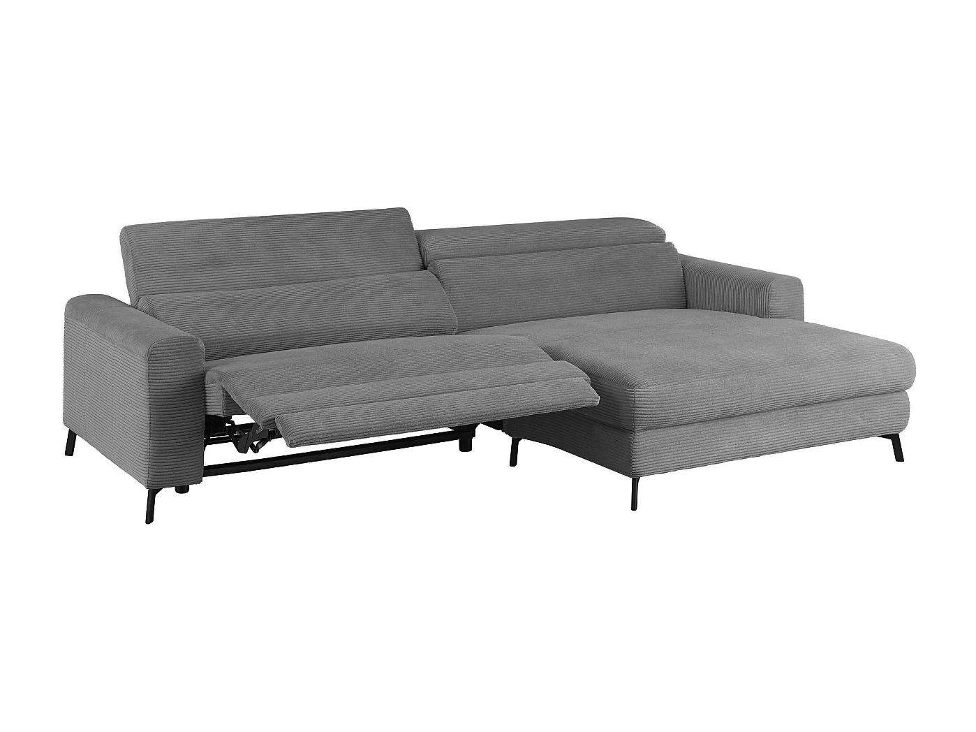 Canapé d'angle - Gris Velours côtelé - LAISKA