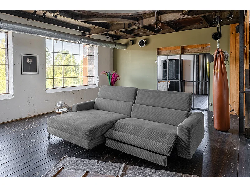 Ecksofa - Grau Cord - LAISKA