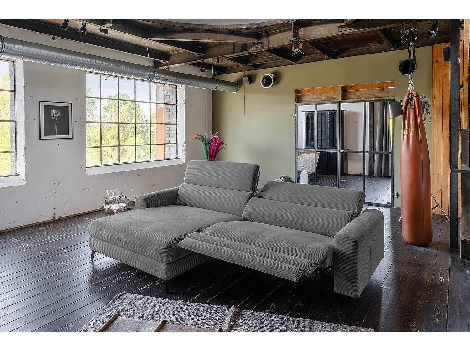 Sofá esquinero - Gris Pana - LAISKA