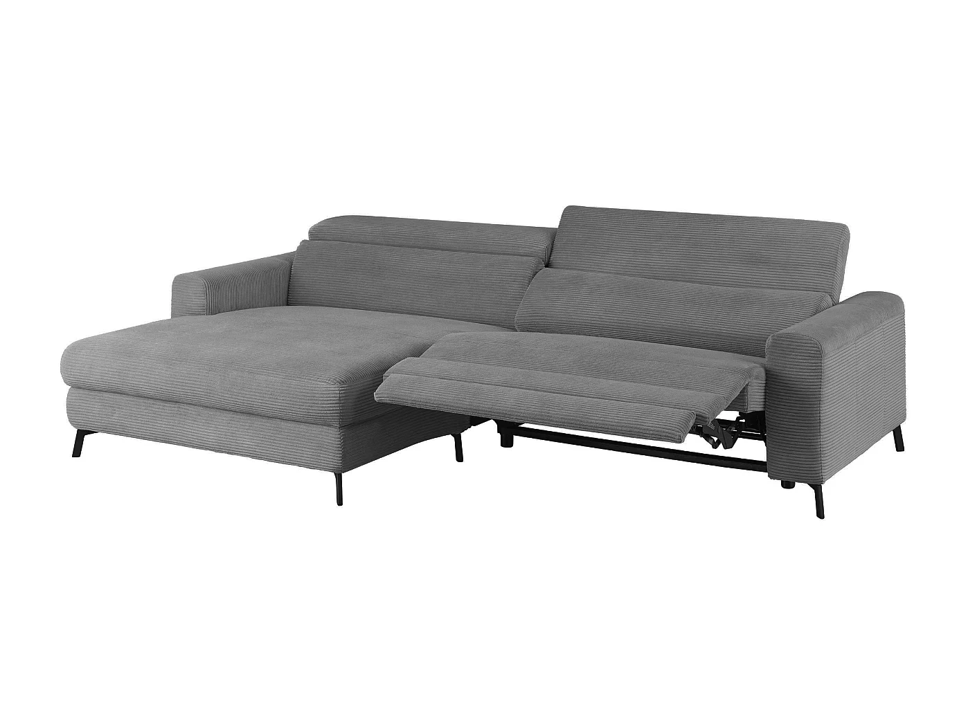 Canapé d'angle - Gris Velours côtelé - LAISKA