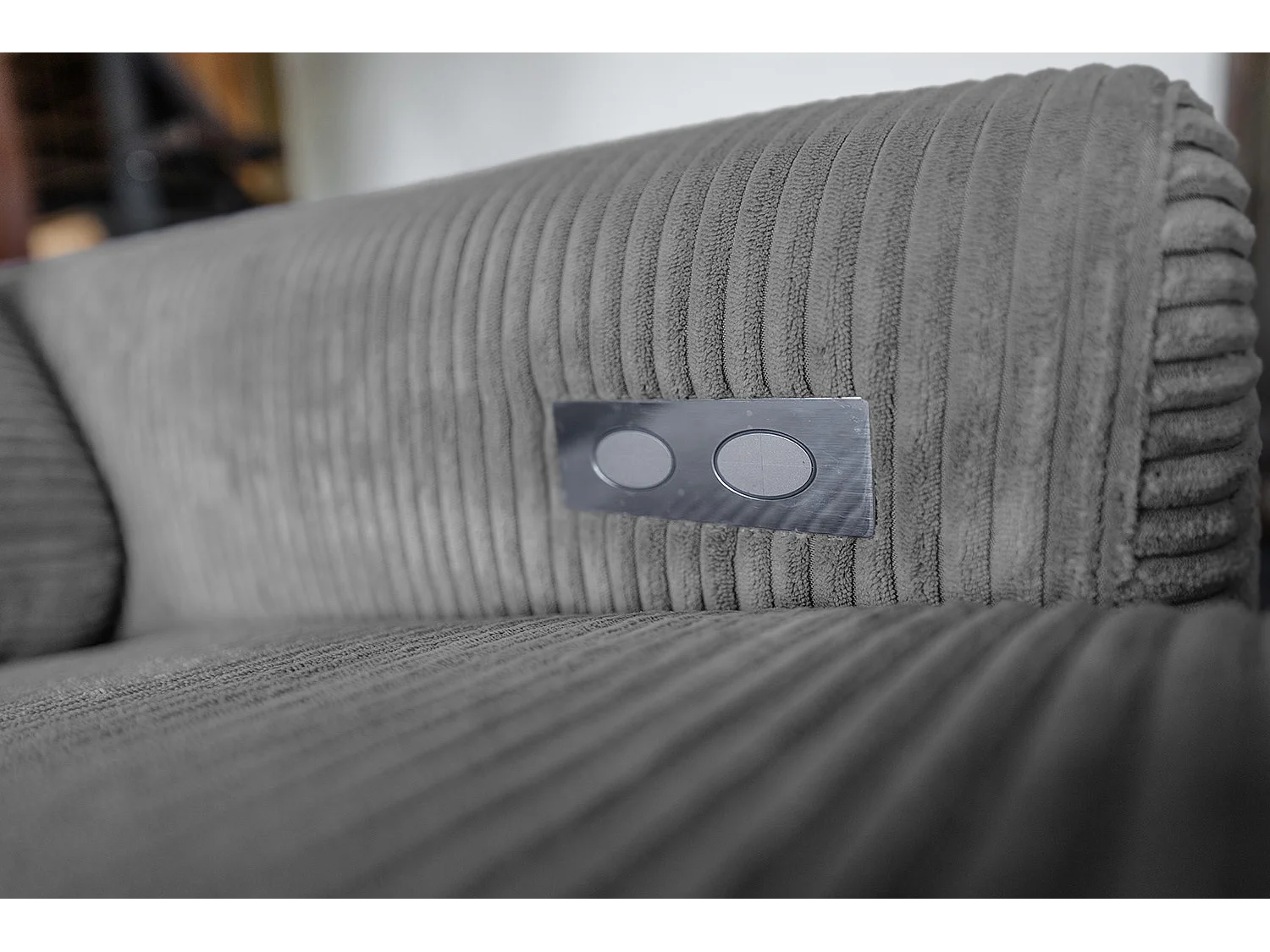 Canapé d'angle - Gris Velours côtelé - LAISKA