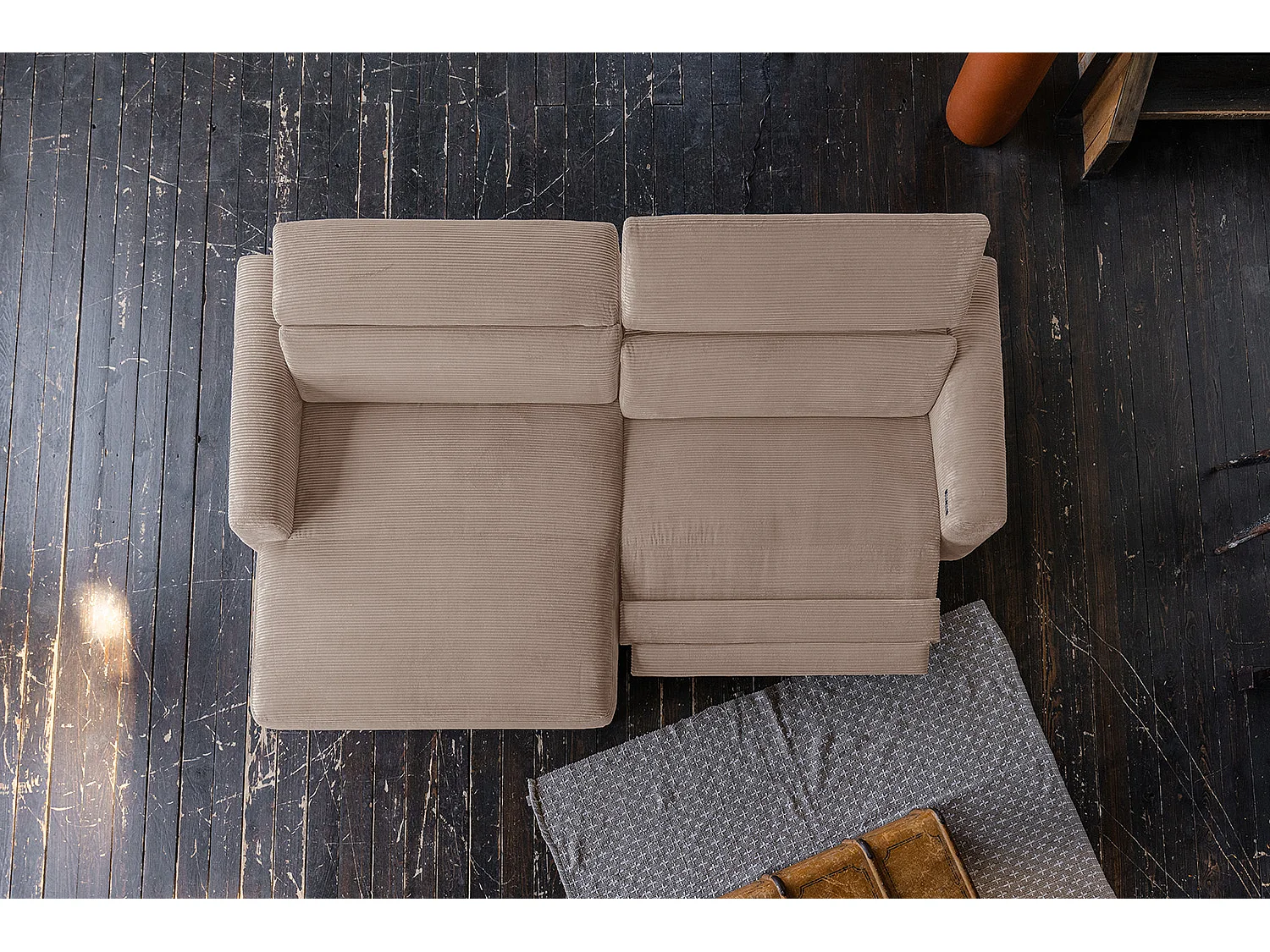 Sofá esquinero - topo Pana - LAISKA