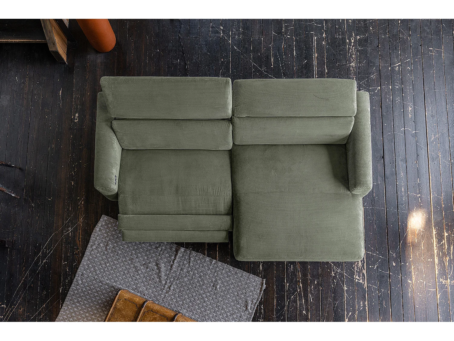 Sofá esquinero - Verde Pana - LAISKA