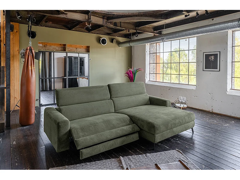 Ecksofa - Grün Cord - LAISKA