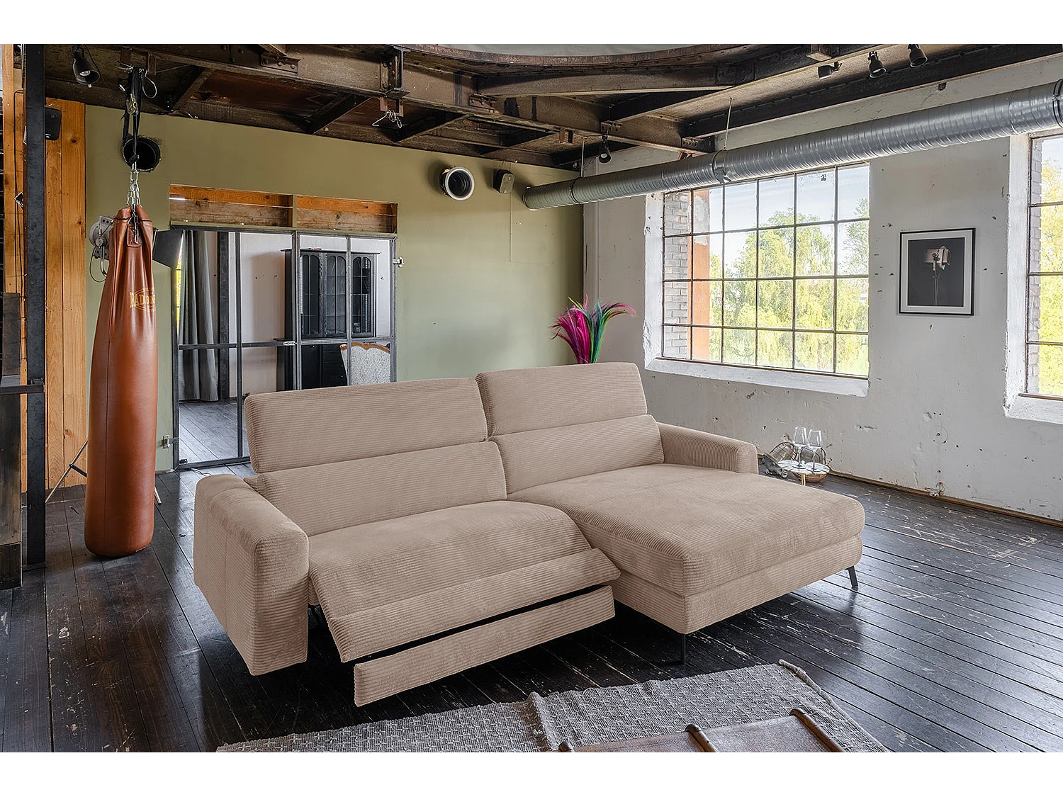 Ecksofa - Taupe Cord - LAISKA