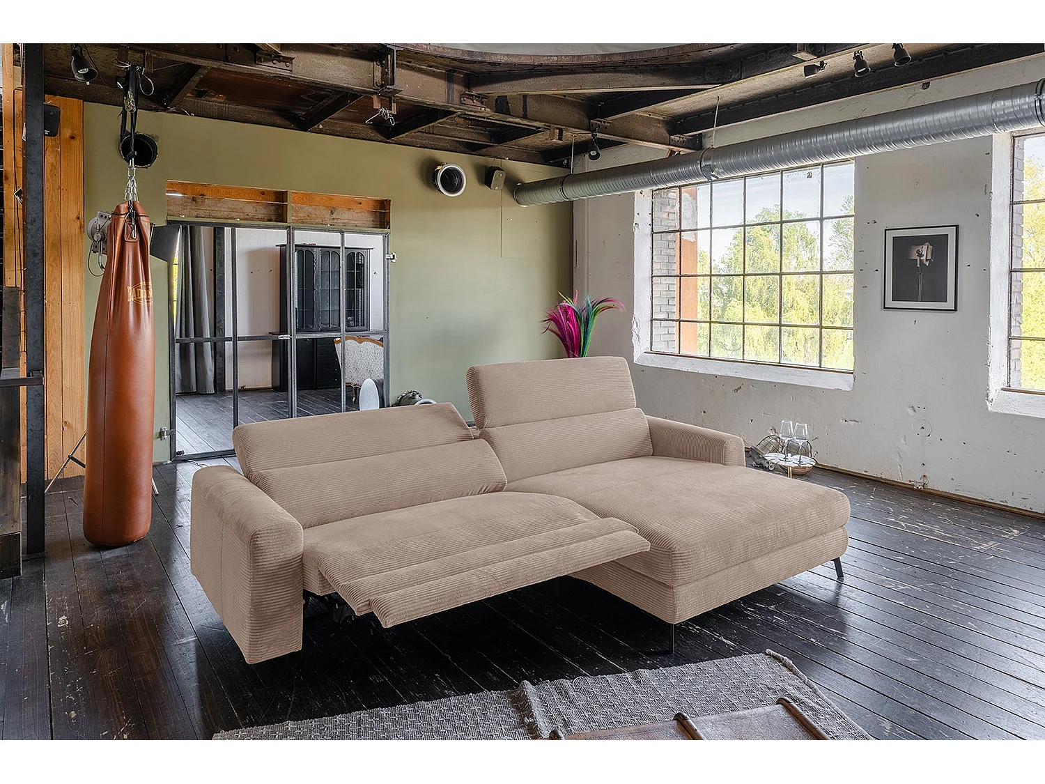 Ecksofa - Taupe Cord - LAISKA