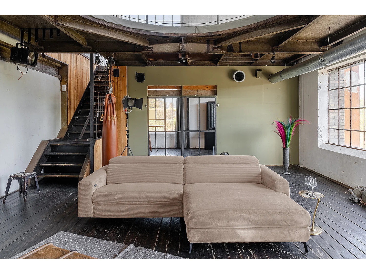 Ecksofa - Taupe Cord - LAISKA