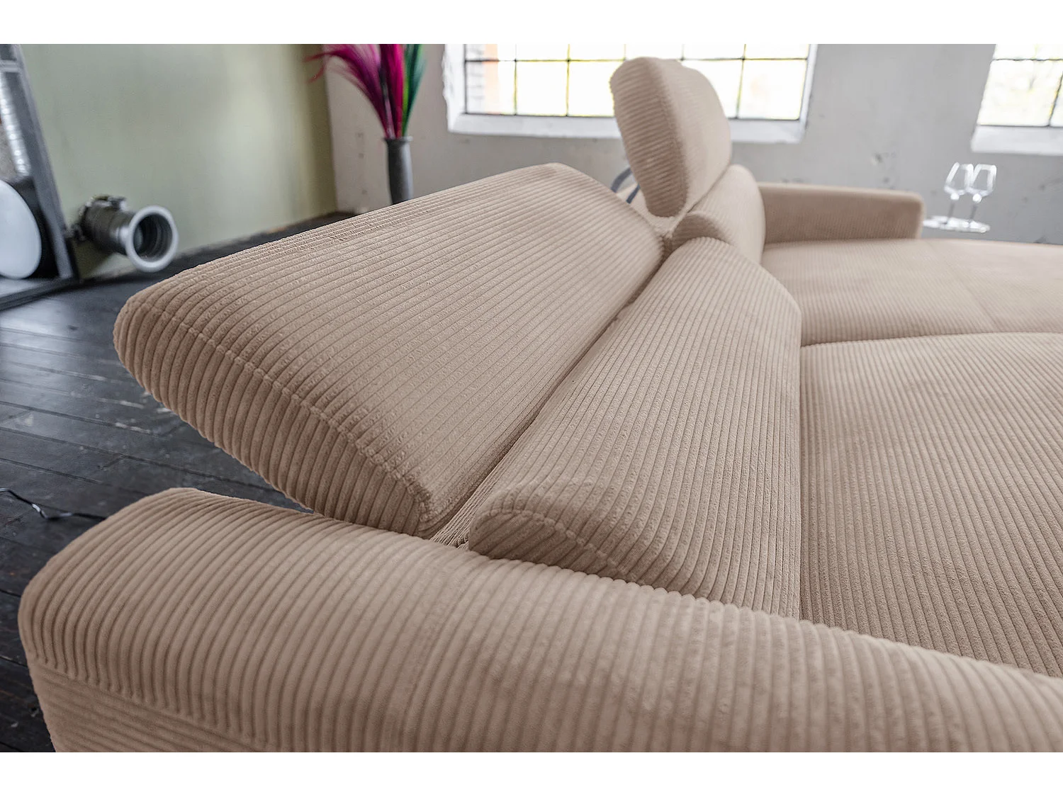 Ecksofa - Taupe Cord - LAISKA