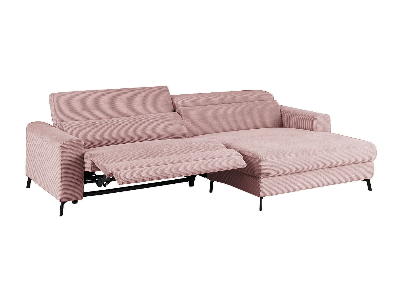 Divano angolare - Rosa Velluto a coste - LAISKA