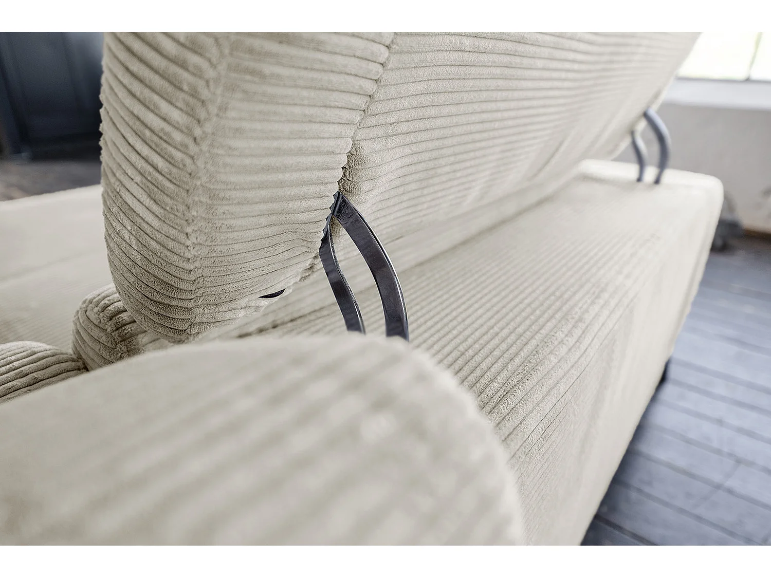 Canapé d'angle - blanc crème Velours côtelé - LAISKA