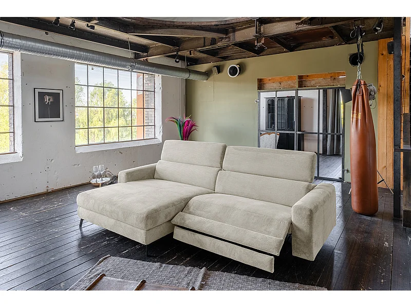 Ecksofa - Cremeweiß Cord - LAISKA