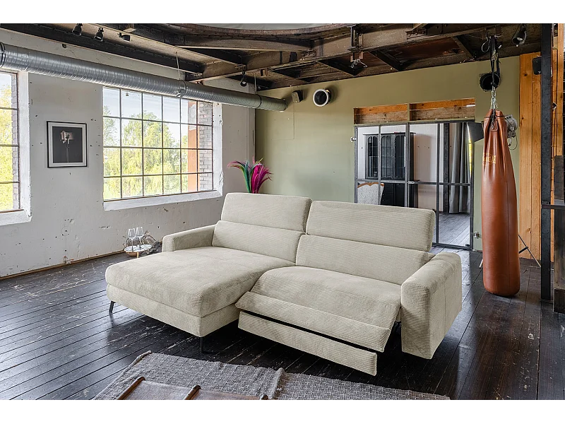 Ecksofa - Cremeweiß Cord - LAISKA